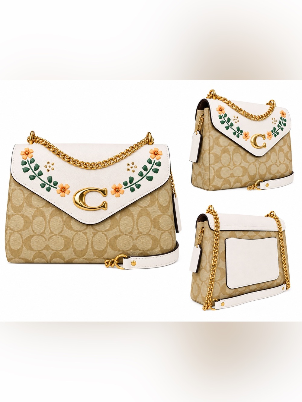 Coach Tammie Shoulder Bag Signature Canvas Floral Whipstitch